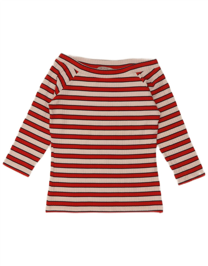 Marks & Spencer Dame Off Shoulder Top 3/4 ærmer UK 12 Mellem rød stribet