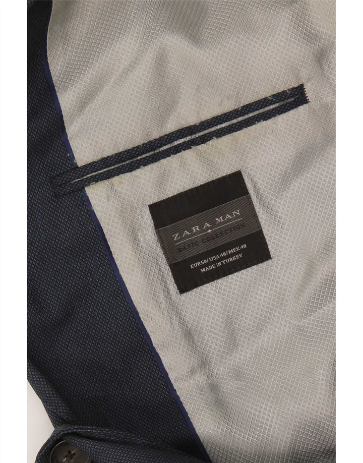 Zara Chaqueta tipo blazer de 2 botones para hombre EU 50 Azul marino mediano