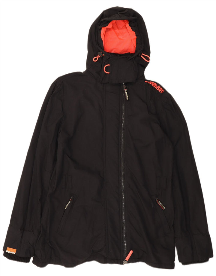 Giacca antipioggia da donna con cappuccio grafico Windmac SUPERDRY UK 16 grande nylon nero