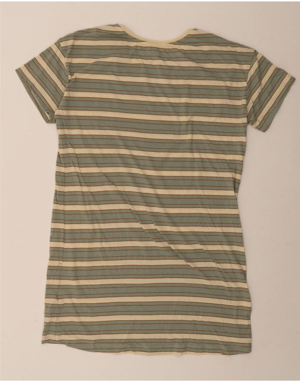 Hurley Vestido Camiseta Gráfico Mujer UK 46 Grande Algodón A Rayas Verde
