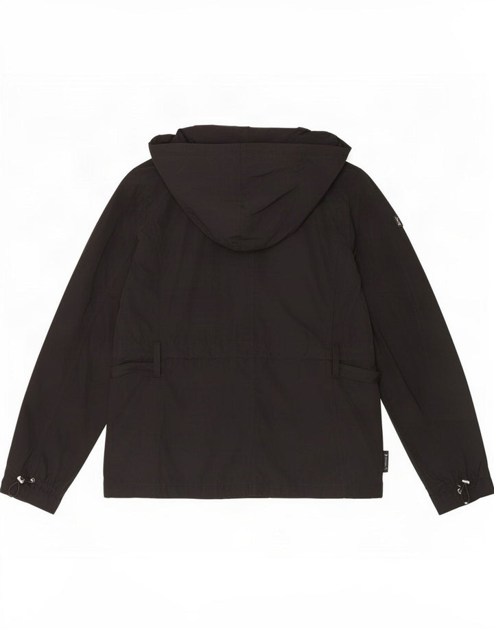 Armani Jeans Womens Hooded Windbreaker Jacket US 8 Medium Black Polyester