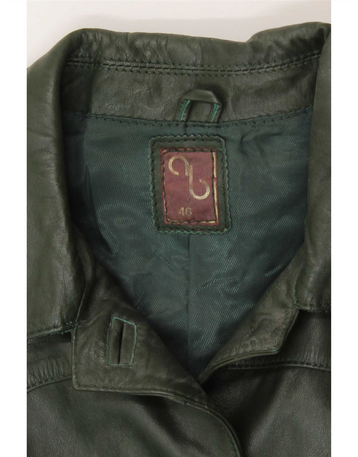 Chaqueta de cuero vintage para mujer IT 46 Verde grande