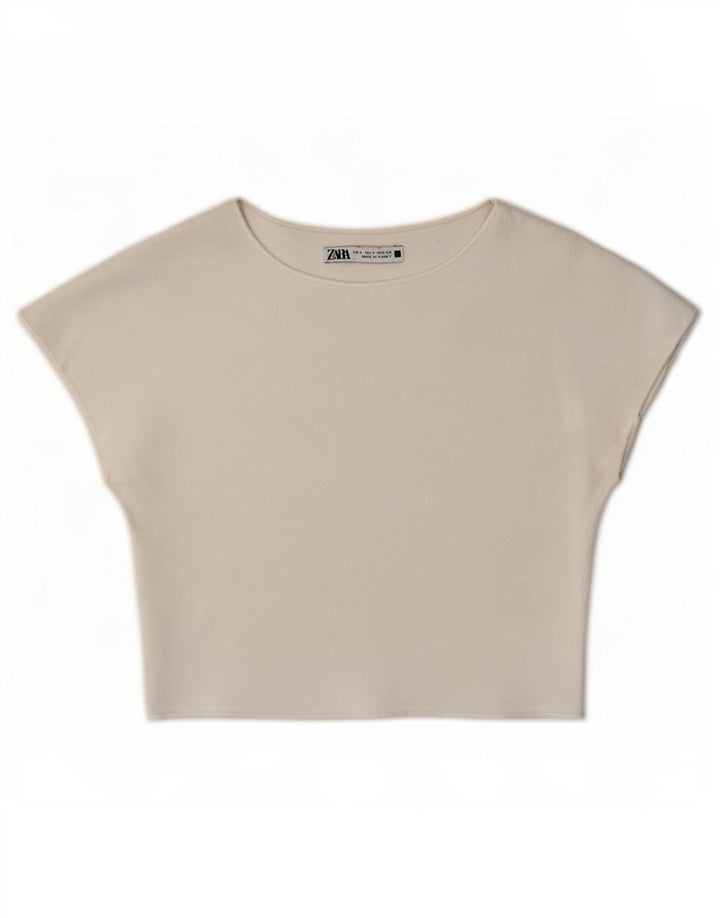 Bluză Zara pentru femei Crop Batwing Top UK 8 Small White
