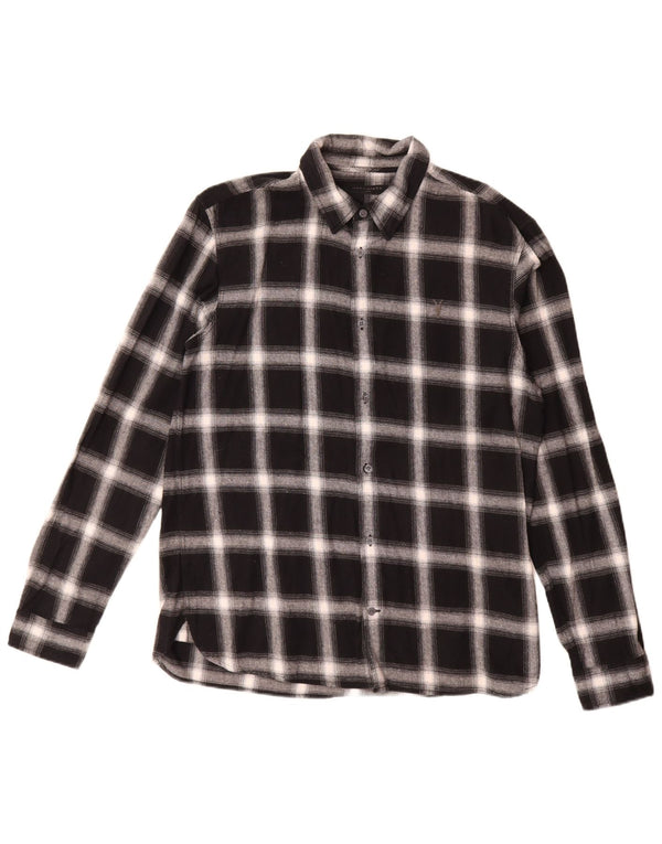 All Saints Mens Flannel Shirt Large Black Check Cotton