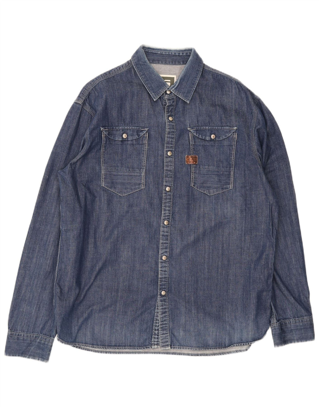G-Star Herren Jeanshemd 2XL Blaue Baumwolle
