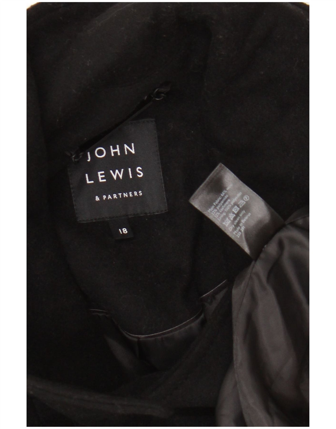 Женское полупальто оверсайз John Lewis UK 18 XL, черная шерсть