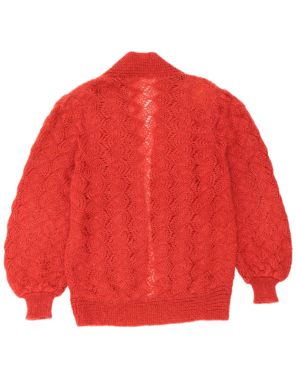 Vintage Womens Open Cardigan Sweater UK 16 Large Red Mohair