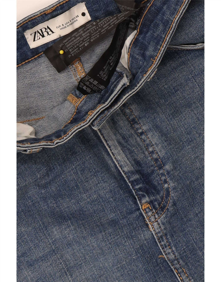 Zara Womens Midi Denim Skirt Small W26 Blue Cotton