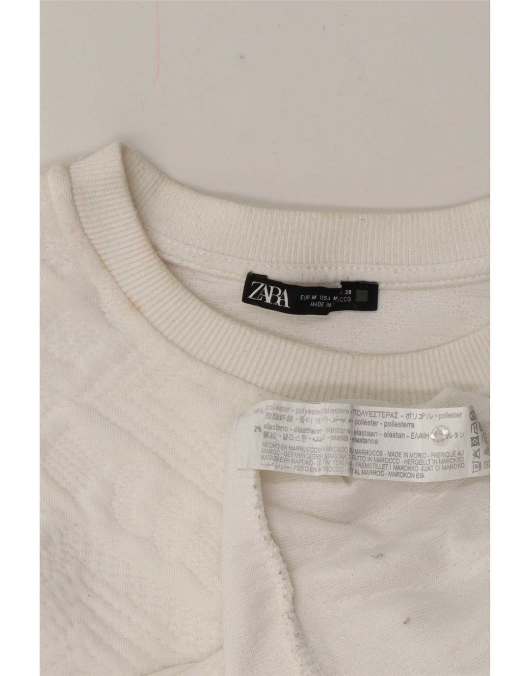 Zara Womens Relaxed Fit Sweatshirt Jumper UK 12 Medium White Geometric