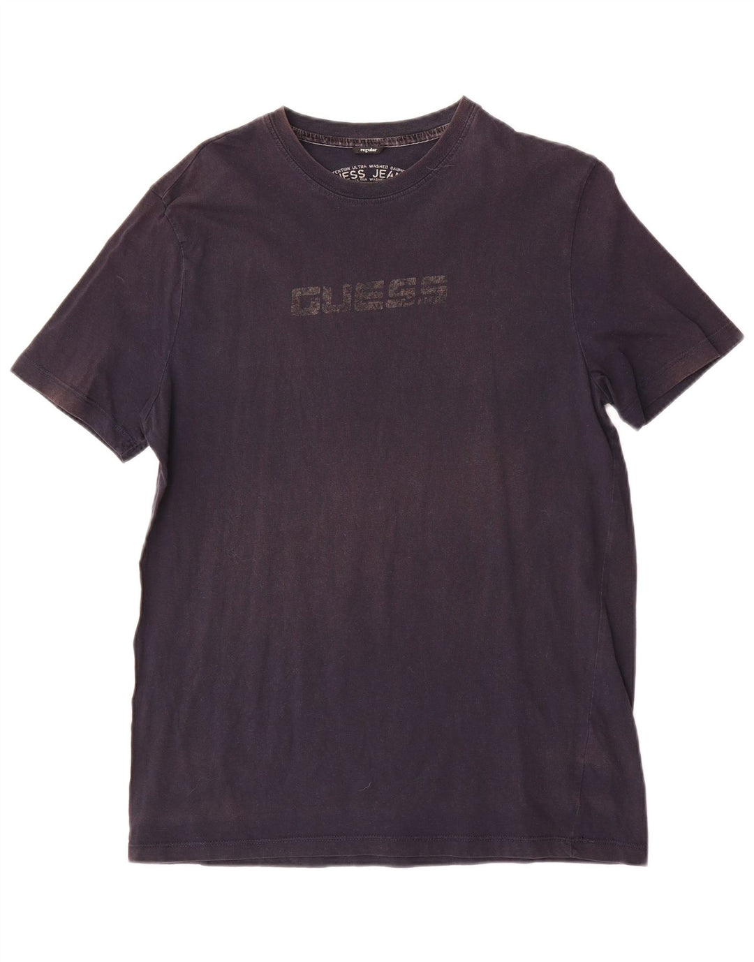 Guess Mens Regular Graphic T-Shirt Top Large Navy Blue Cotton
