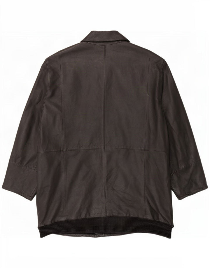 Cappotto in pelle vintage da uomo UK 42 XL Nero