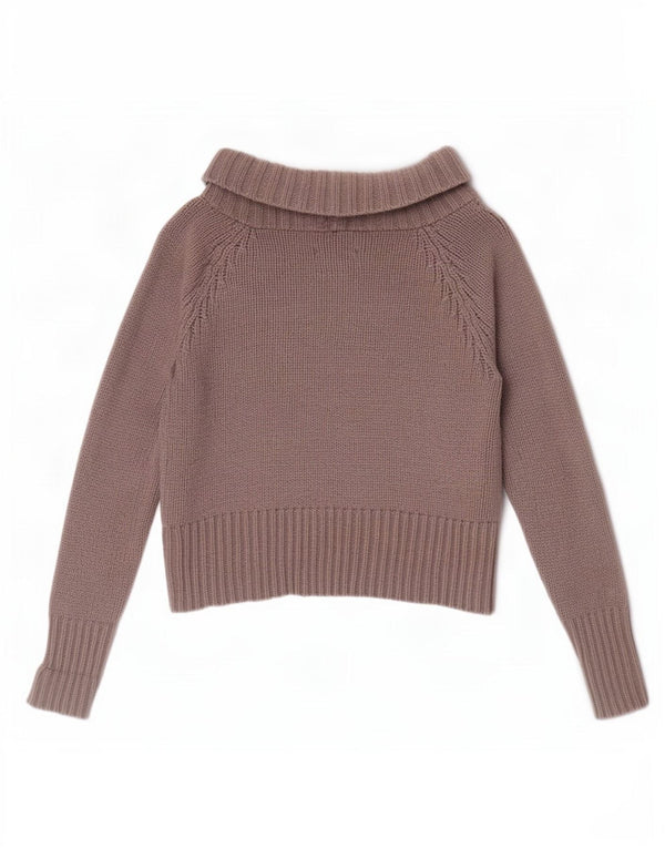Jigsaw Womens Crop 3/4 Sleeve Wrap Cardigan Sweater UK 14 Medium Brown