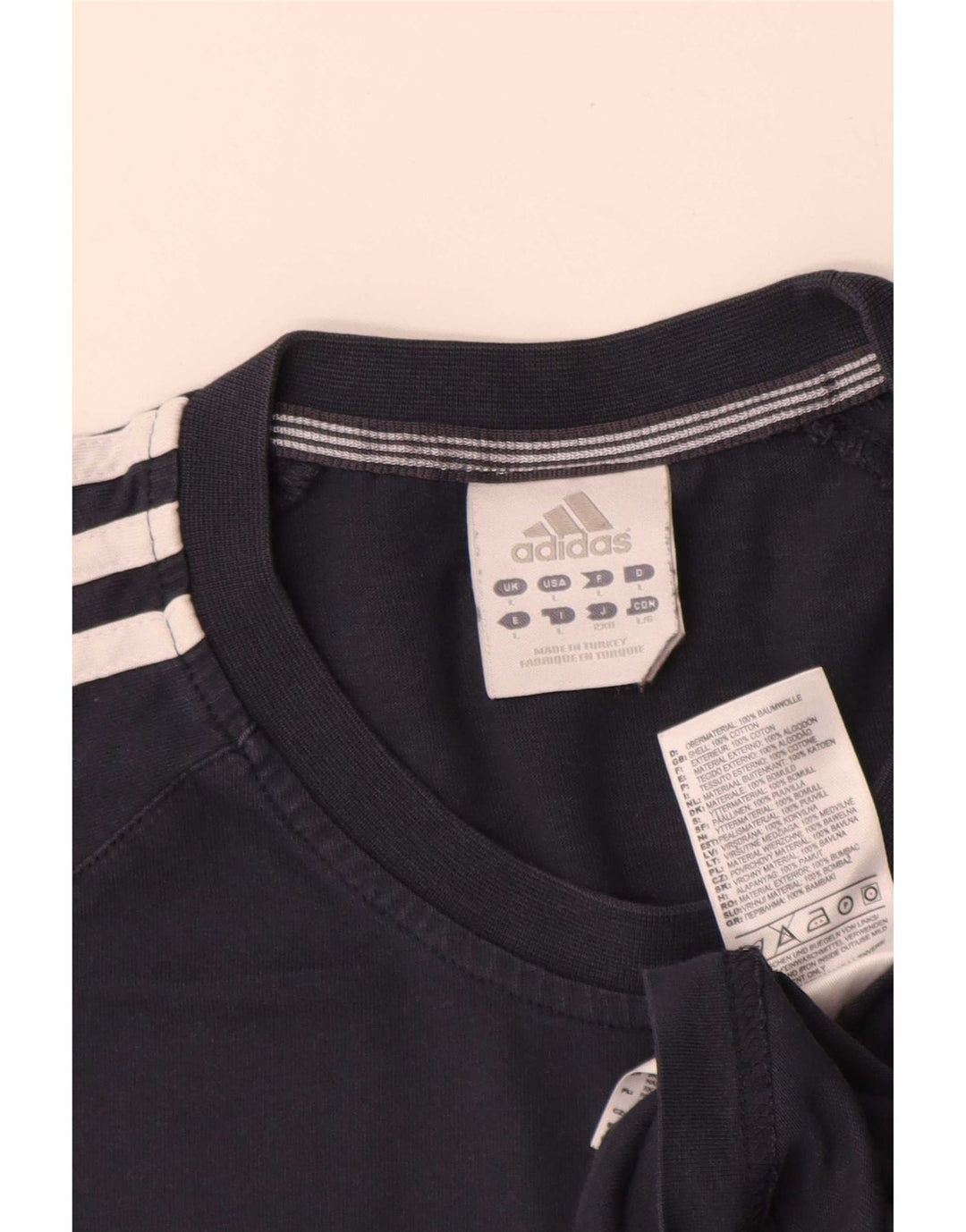 Adidas Mens T-Shirt Top Large Navy Blue Cotton