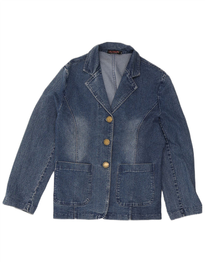 ASTER Womens Denim 3 Button Blazer Jacket UK 18 XL Blue Cotton
