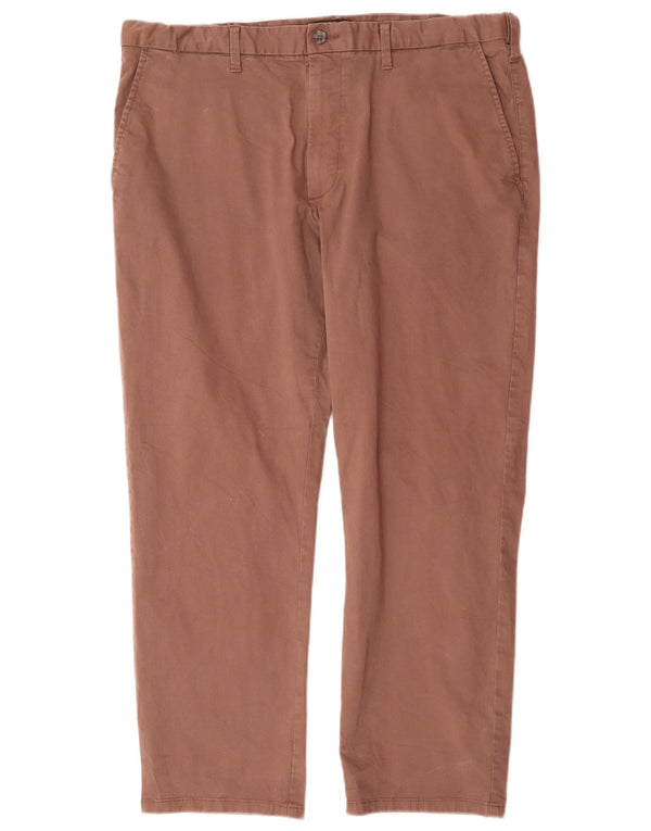Marks & Spencer Mens Straight Regular Chino Trousers W40 L29 Brown Cotton