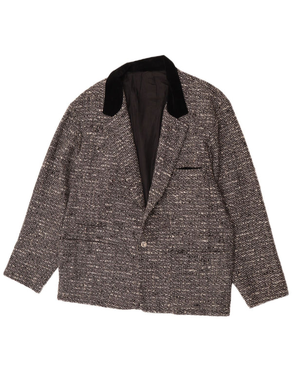 Vintage Mens 1 Button Blazer Jacket UK 40 Large Grey Flecked