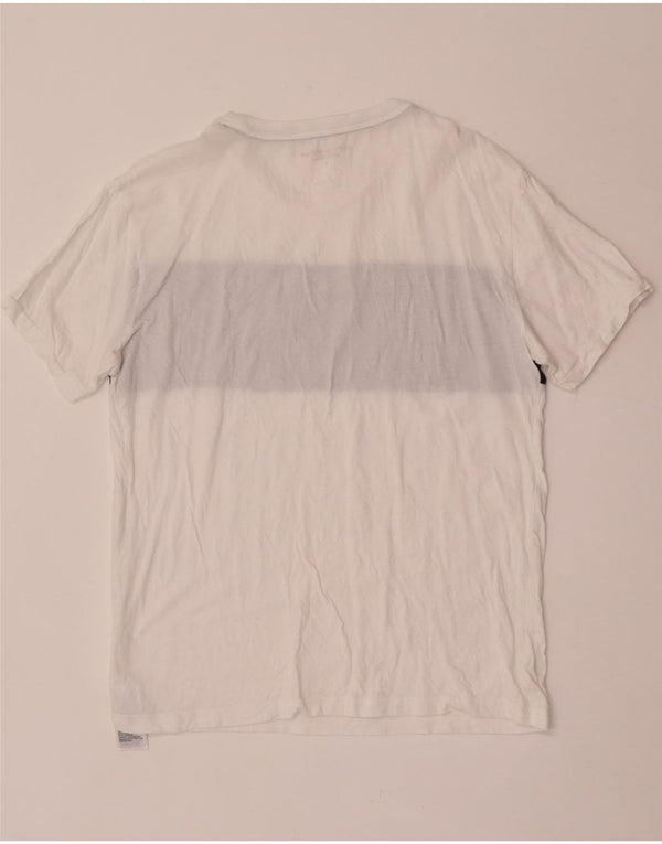 Tommy Hilfiger Mens Graphic T-Shirt Top Medium White Colourblock Cotton