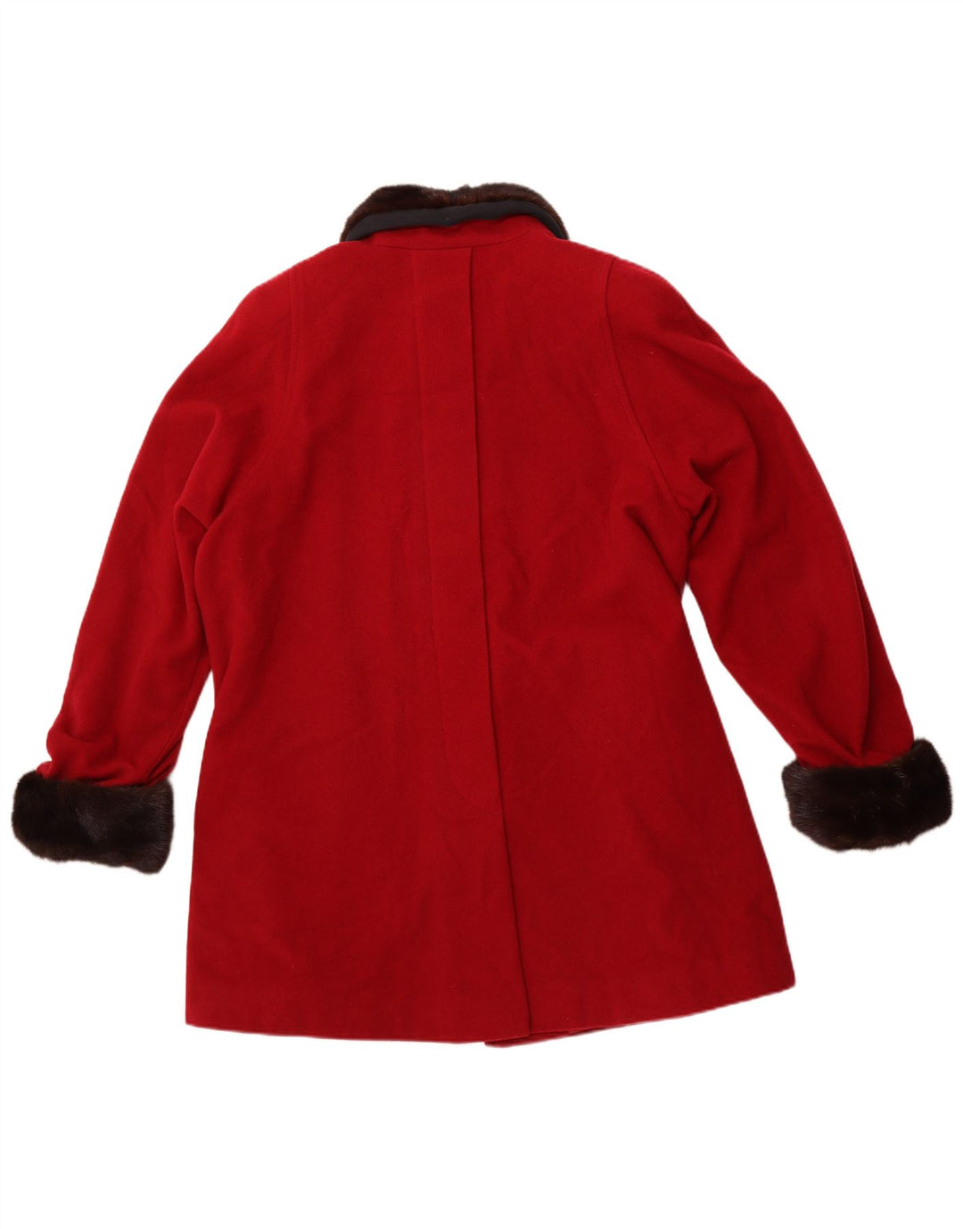 SILVIA Womens Overcoat IT 44 Medium Red Colourblock Wool