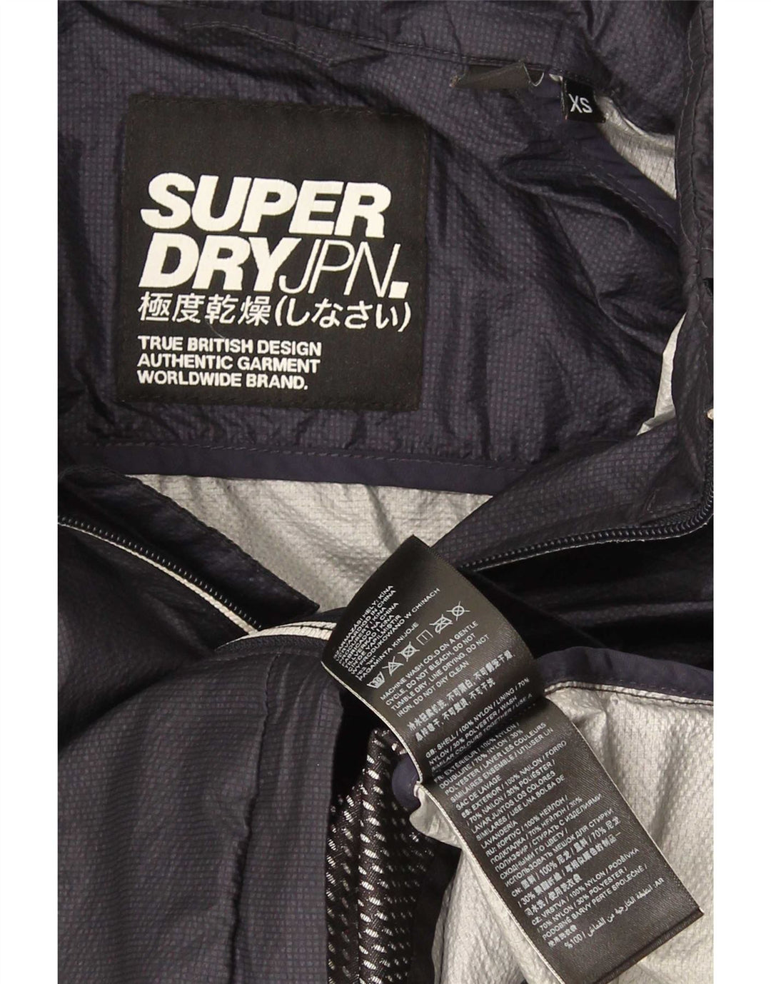 Superdry Herren Regenjacke UK 34 XS Marineblaues Nylon