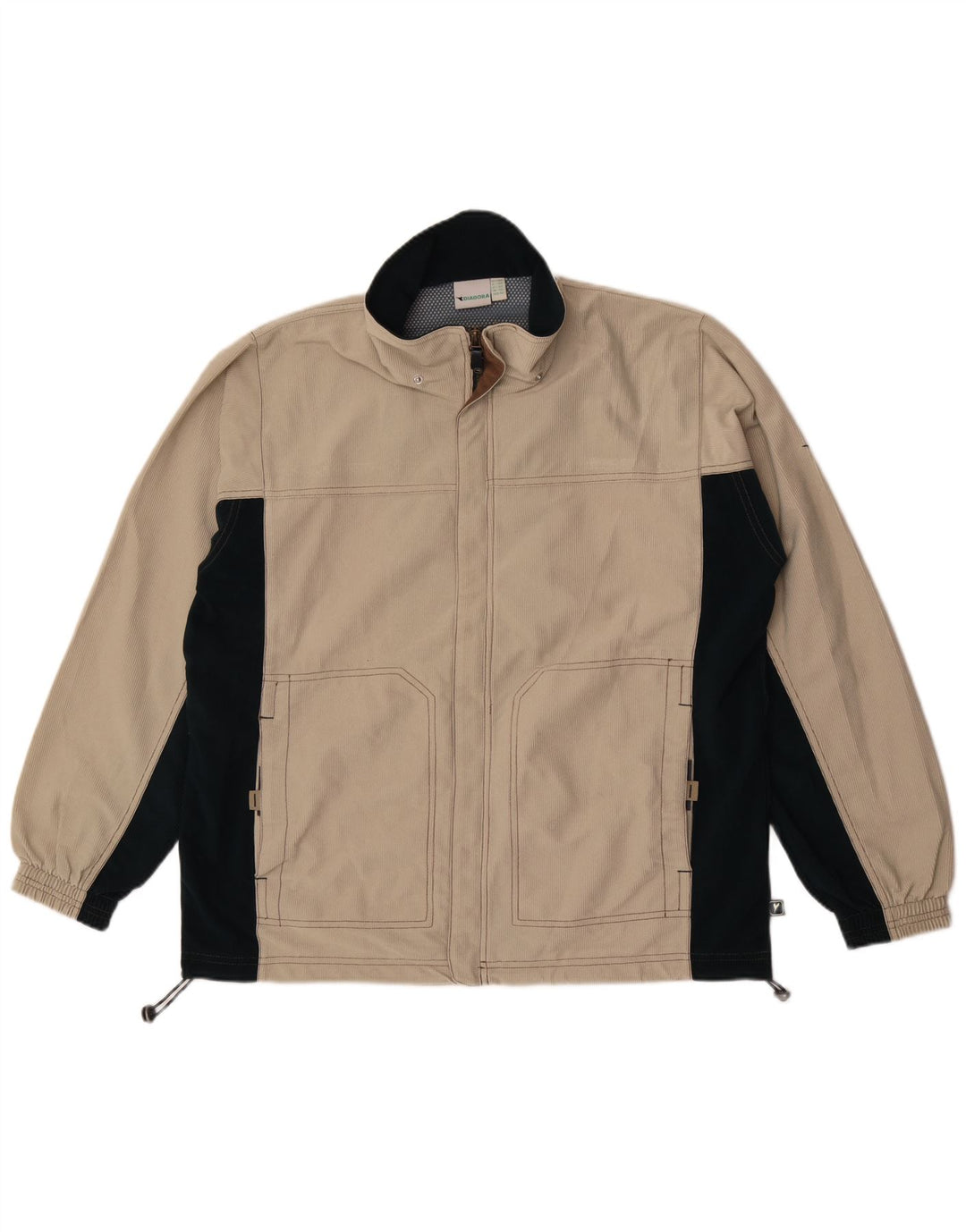 Diadora Mens Tracksuit Top Jacket UK 42 Large Beige Colourblock Polyester