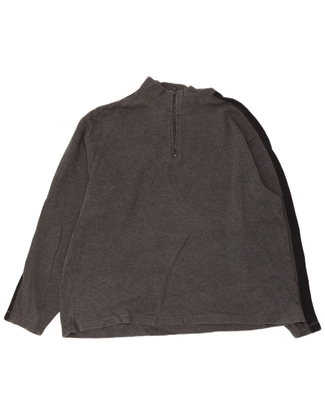 EDDIE BAUER Mens Zip Neck Sweatshirt Jumper Large Grey Colourblock Cotton