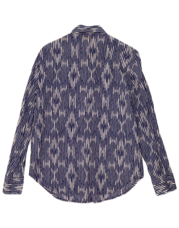 Piombo Camisa para mujer UK 10 Small Blue Ikat Cotton