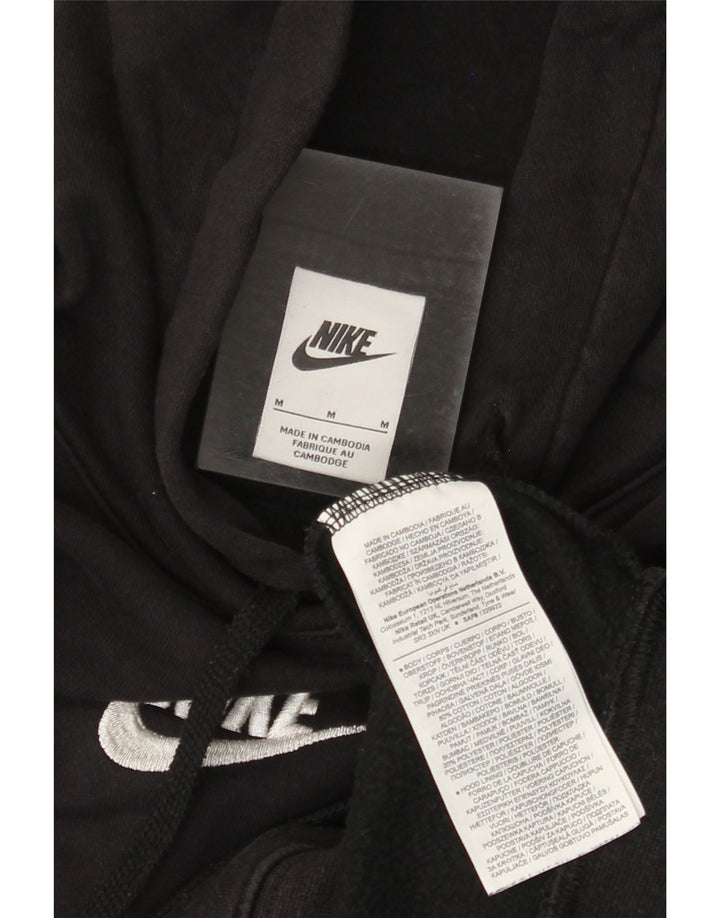 NIKE Mens Graphic Hoodie Jumper Medium Black Colourblock Cotton