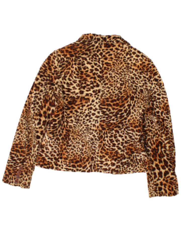 vintage Femmes 1 Bouton Blazer Veste UK 12 Moyen Brun Animal Print