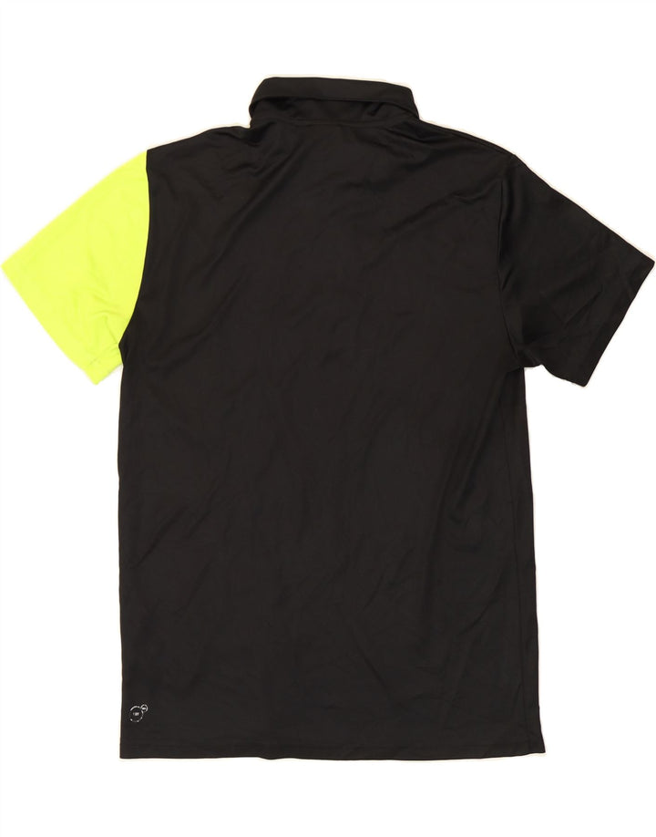 PUMA Mens Polo Shirt Medium Black Colourblock Vintage Puma and Second-Hand Puma from Messina Hembry 