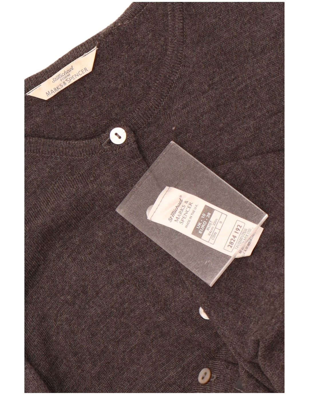 Marks & Spencer Womens Cardigan Sweater UK 10 Small  Grey New Wool