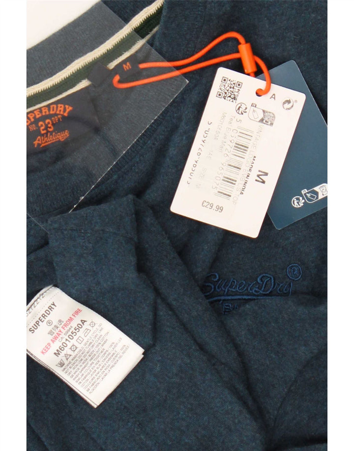 Top pentru bărbați Superdry cu mânecă lungă din bumbac albastru mediu