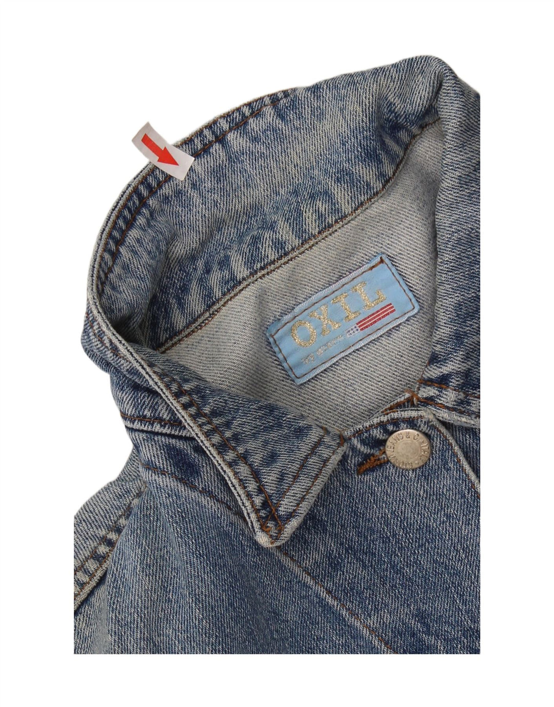 Damska kurtka jeansowa VINTAGE Crop UK 14, średni niebieski
