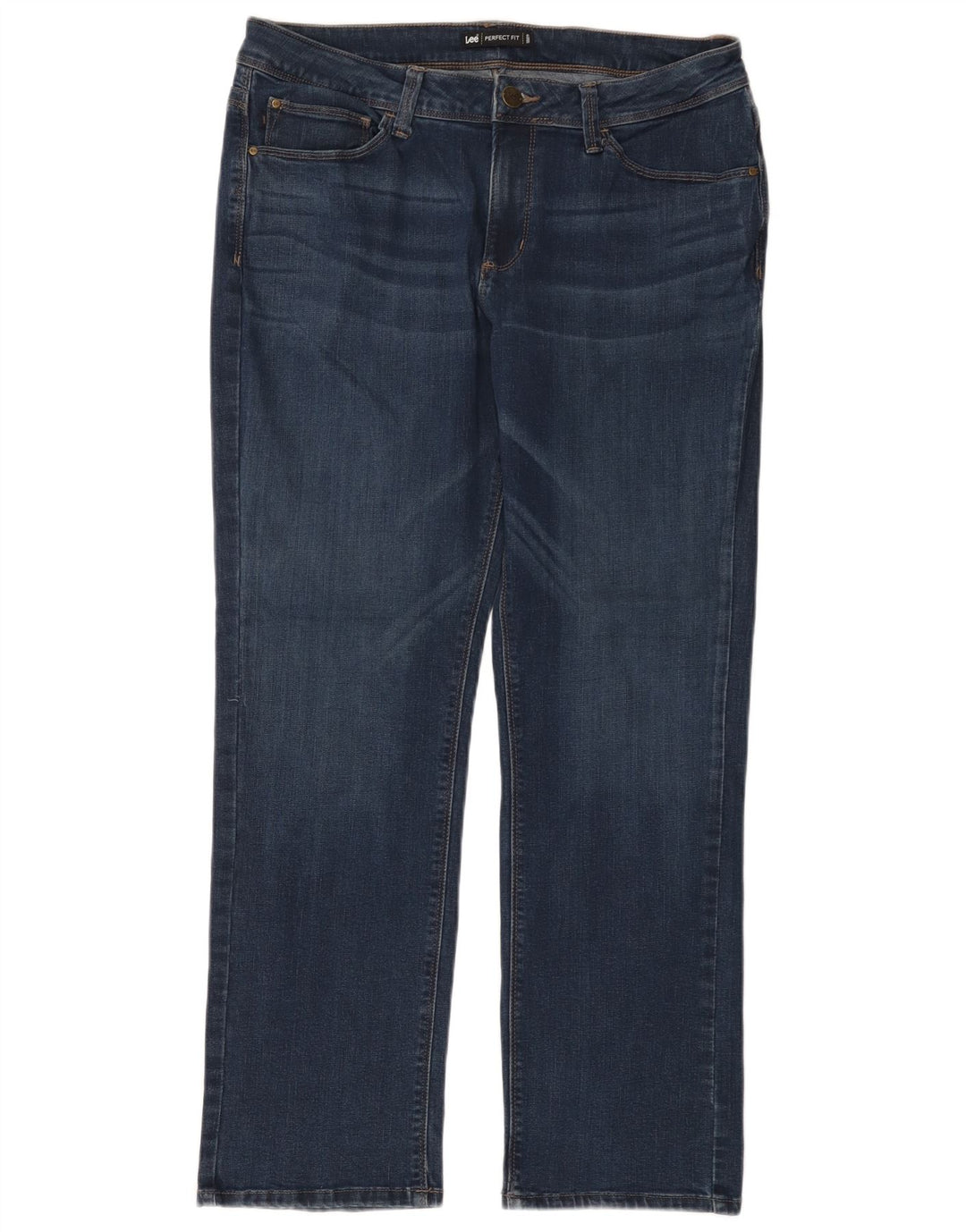 LEE Womens Perfect Fit Straight Jeans W34 L30 Navy Blue