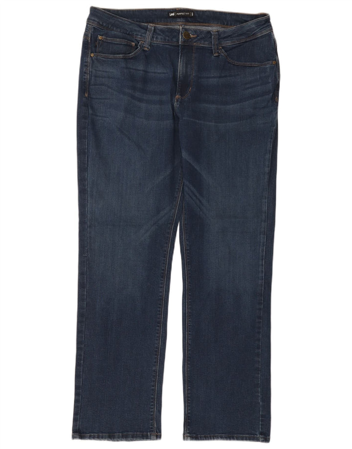 LEE Womens Perfect Fit Straight Jeans W34 L30 Navy Blue