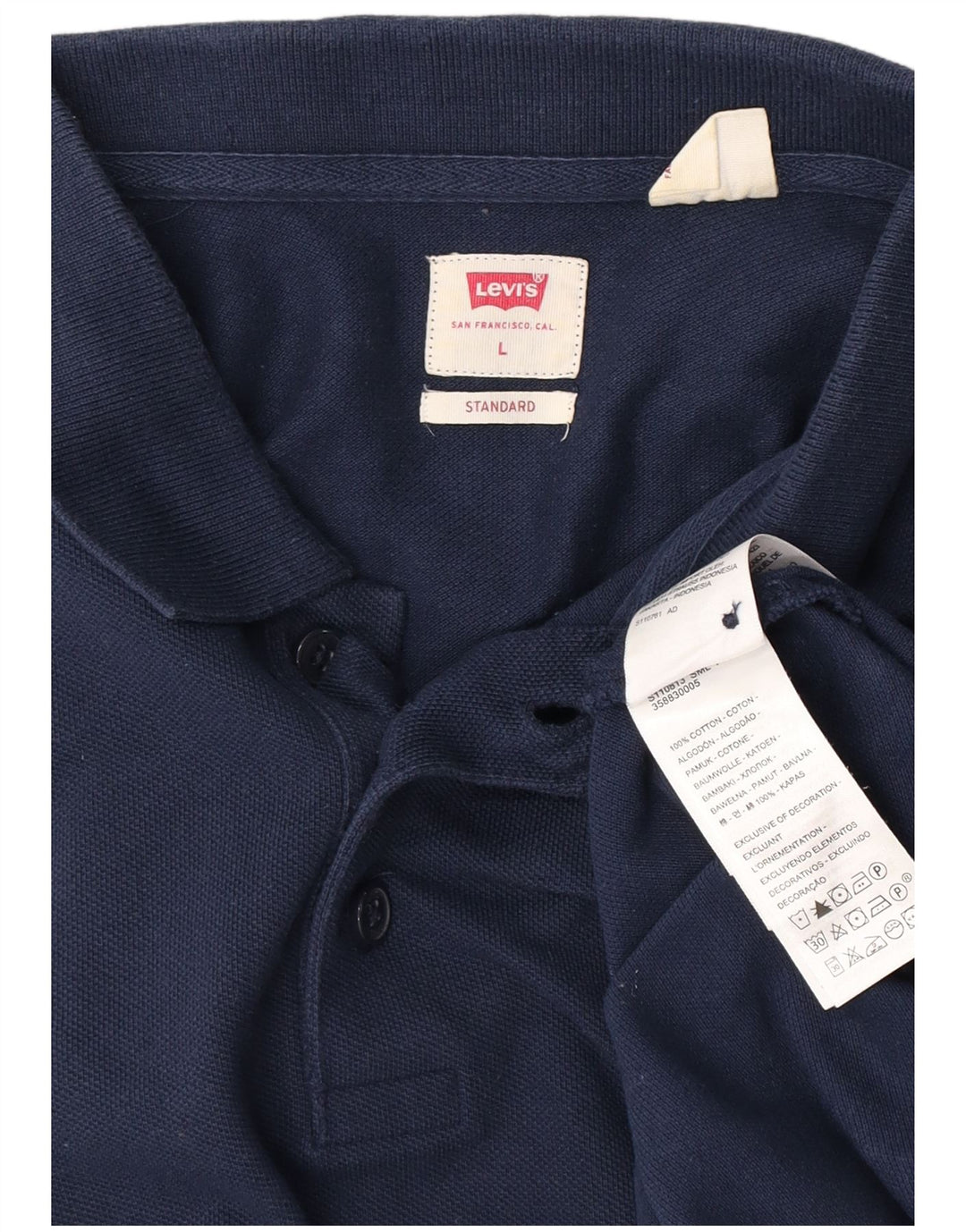 Levi's Mens Standard Polo Shirt Large Navy Blue Cotton