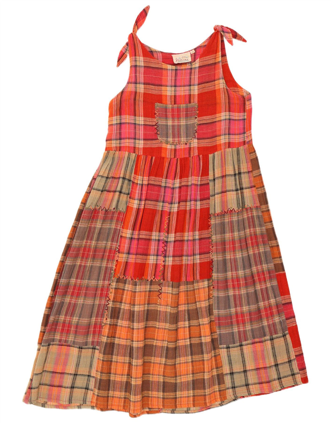 Vintage Womens A-Line Dress UK 14 Medium Multicoloured Patchwork Cotton