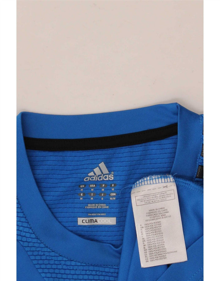 Adidas Herre Climacool T-Shirt Top Medium Blue Colourblock Polyester