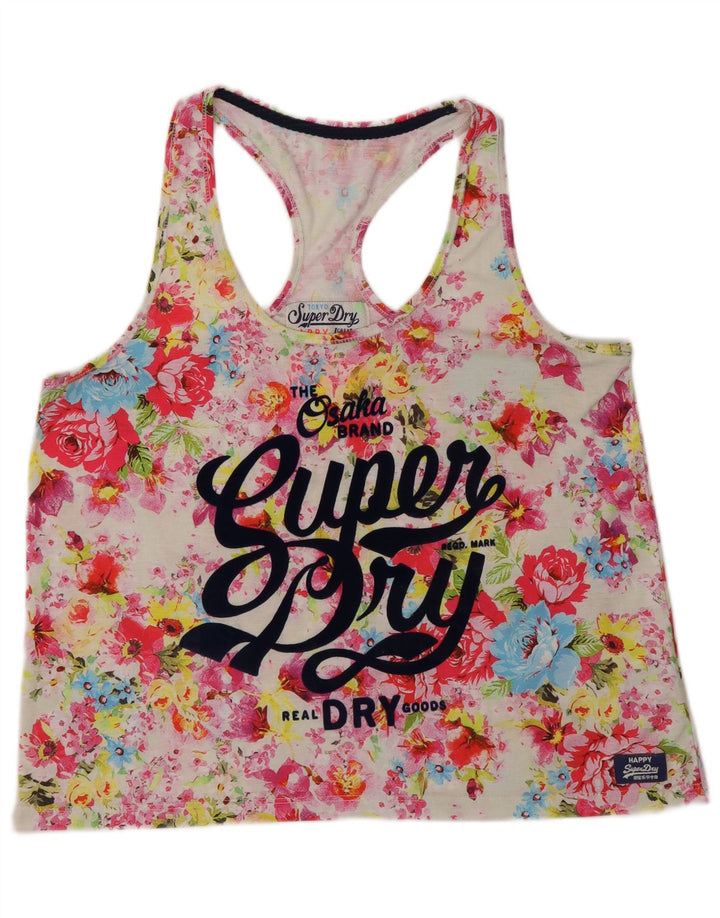 Canotta grafica da donna Superdry UK 16 Grande poliestere floreale multicolore