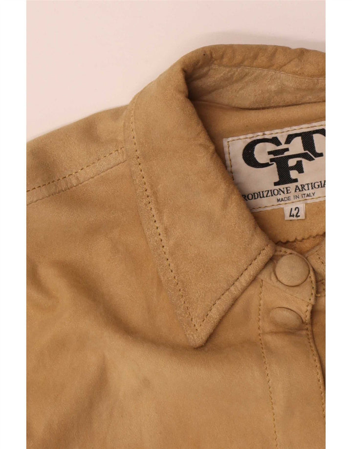Vintage Womens Suede Shirt IT 42 Medium Beige