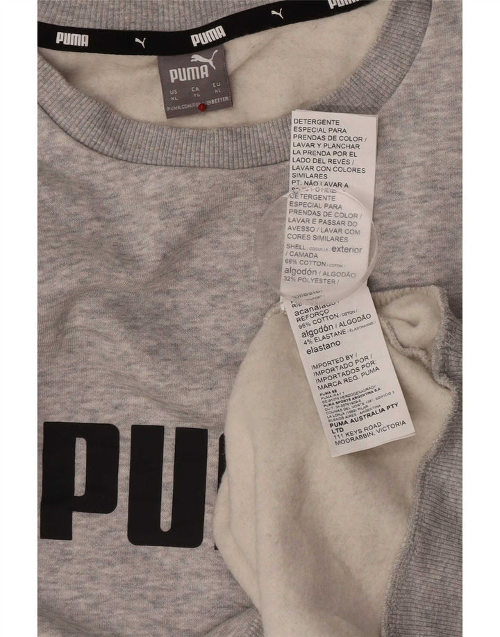 Puma Mens Graphic Sweatshirt Jumper XL Grey Flecked Cotton