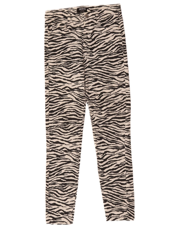 Zara Dame Trafaluc Slim Jeans EU 38 Small W28 L28 White Animal Print