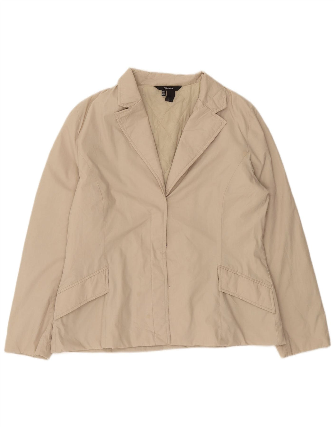 Zara Womens Blazer Jacket UK 18 XL Beige Polyester