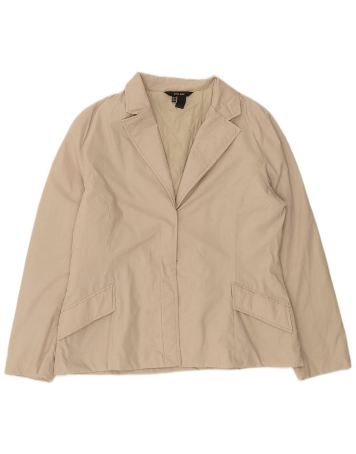 Zara Womens Blazer Jacket UK 18 XL Beige Polyester