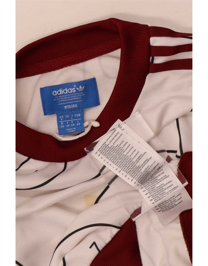 Adidas Womens Oversized Graphic Crop Sweatshirt Jumper UK 8 Small White