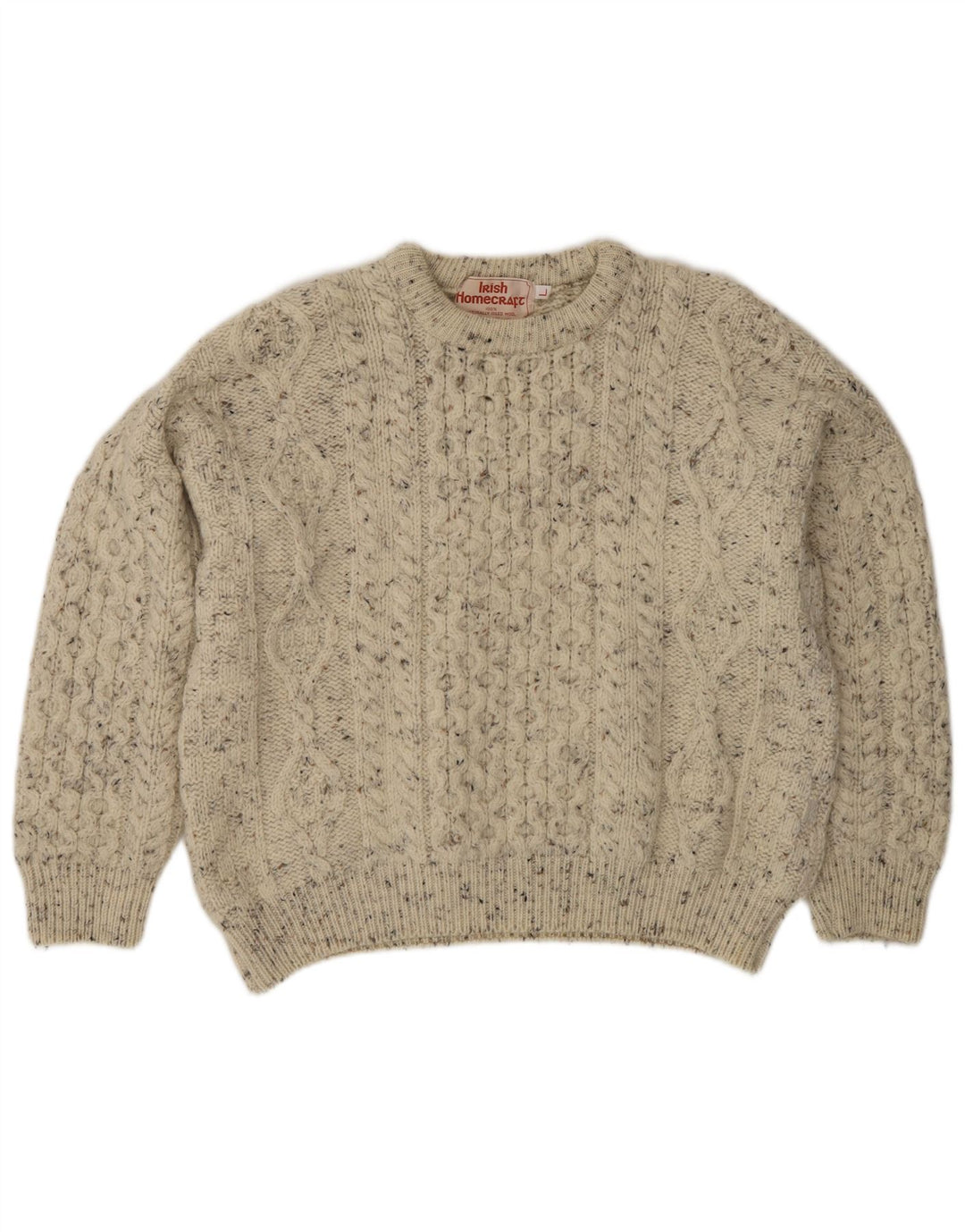 Maglione girocollo da uomo Irish Homecraft grande grigio screziato