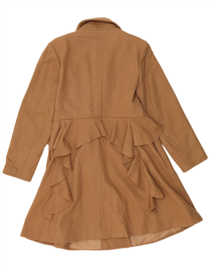 Oasis Womens Double Breasted Coat UK 16 Large Beige Wool