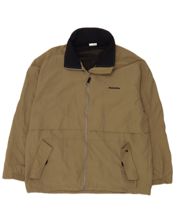 Diadora Mens Hooded Tracksuit Top Jacket XL Khaki Polyamide