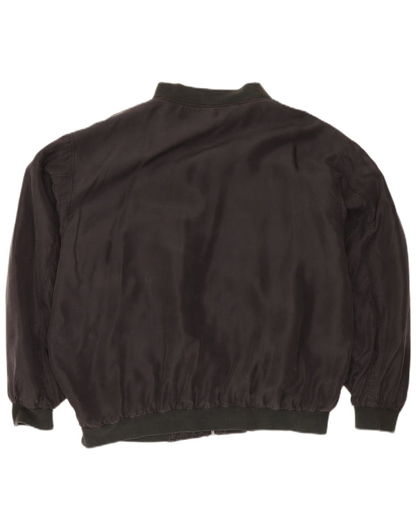 Vintage Mens Bomber Jacket UK 42 XL Black Silk