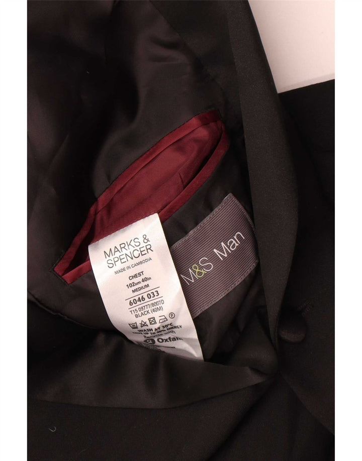 Marks & Spencer Mens 2 Button Blazer Jacket UK 40 Medium Black Polyester