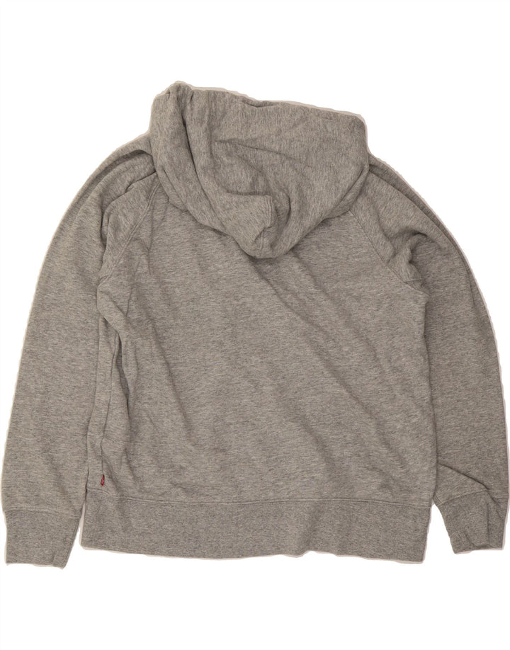 LEVI'S Womens Graphic Hoodie Jumper UK 14 Medium Grey Cotton Vintage Levi's and Second-Hand Levi's from Messina Hembry 